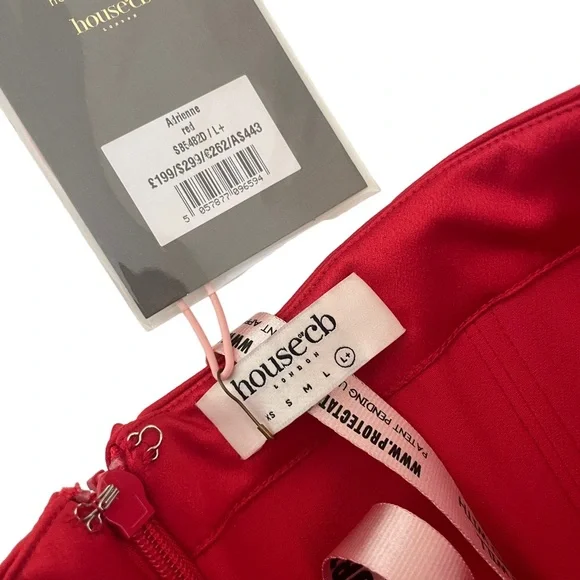House of CB Adrienne Dress Red Satin Strapless Gown Sexy Romantic NWT Sz XL - Picture 11 of 16